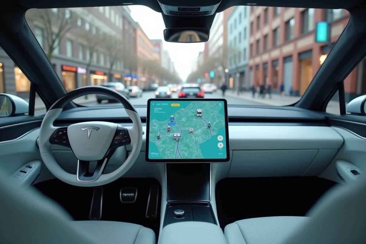 Tableau de bord d'une voiture autonome avec interface de conduite automatisée active